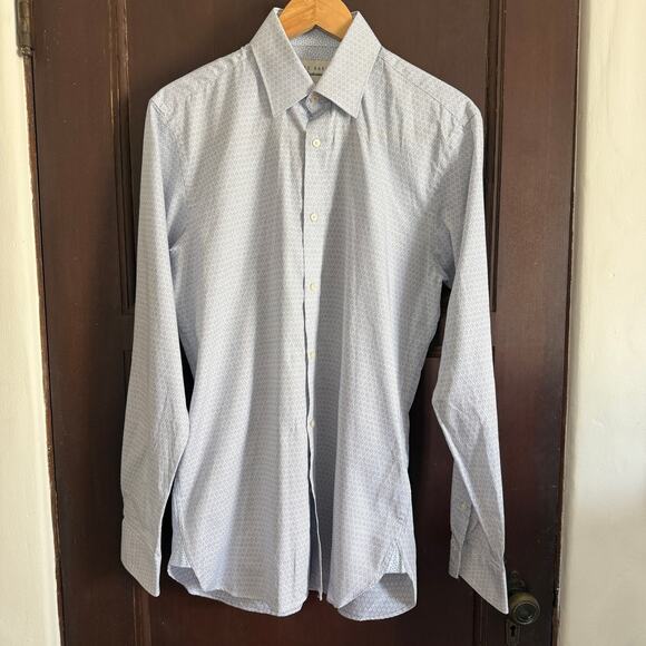 TED BAKER | Endurance Blue and White Slim Fit Button Down Shirt | Size - Picture 1 of 7